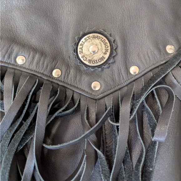 Harley-Davidson Black Leather Jacket with Studs and Fringe - Picture 5 of 11